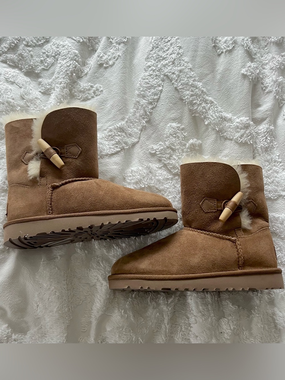 UGG Chestnut Suede Shearling Toggle Ankle Boots